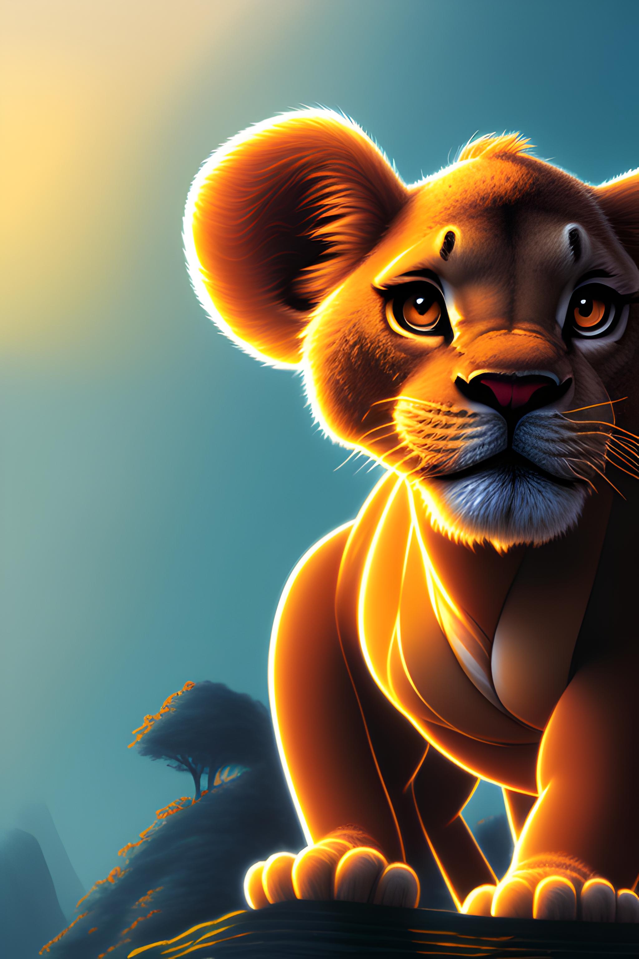 Download Cute Lion King Baby Simba Tribal Art Wallpaper | Wallpapers.com